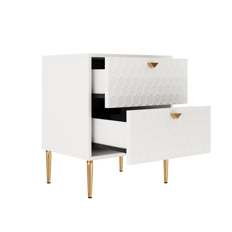 Black Wood Nightstand Accent Storage Cabinet with 2-Drawer Chest