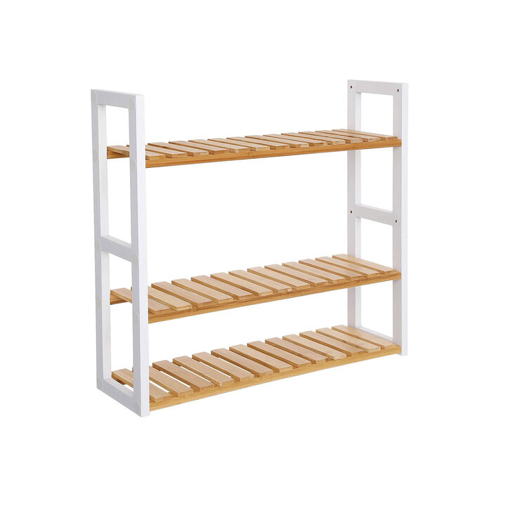 Adjustable Bamboo Rack Multifunctional Bathroom Kitchen Living Room Holder 3-Tier Utility Storage Shelf