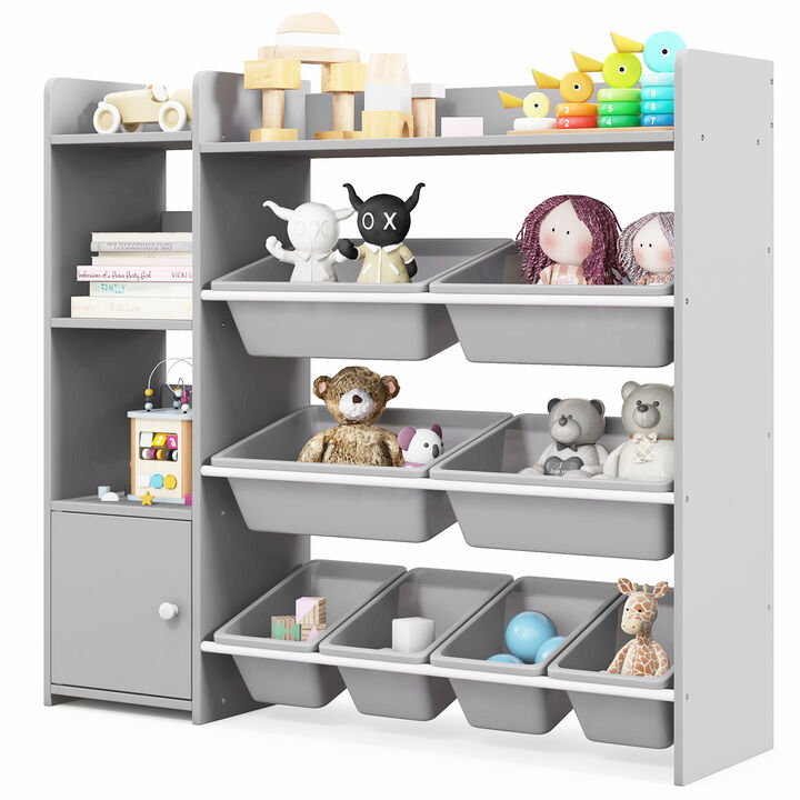 4-Tier Kids Toy Storage Organizer Bookshelf and Toy Storage Rack with Door