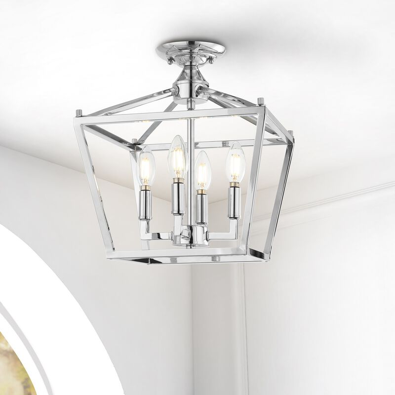 Plains 4-Light Iron Modern Farmhouse Pagoda LED Semi Flush Mount Lantern