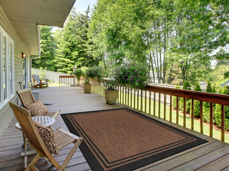 Aloha Washable Gold Black Indoor/Outdoor Area Rug
