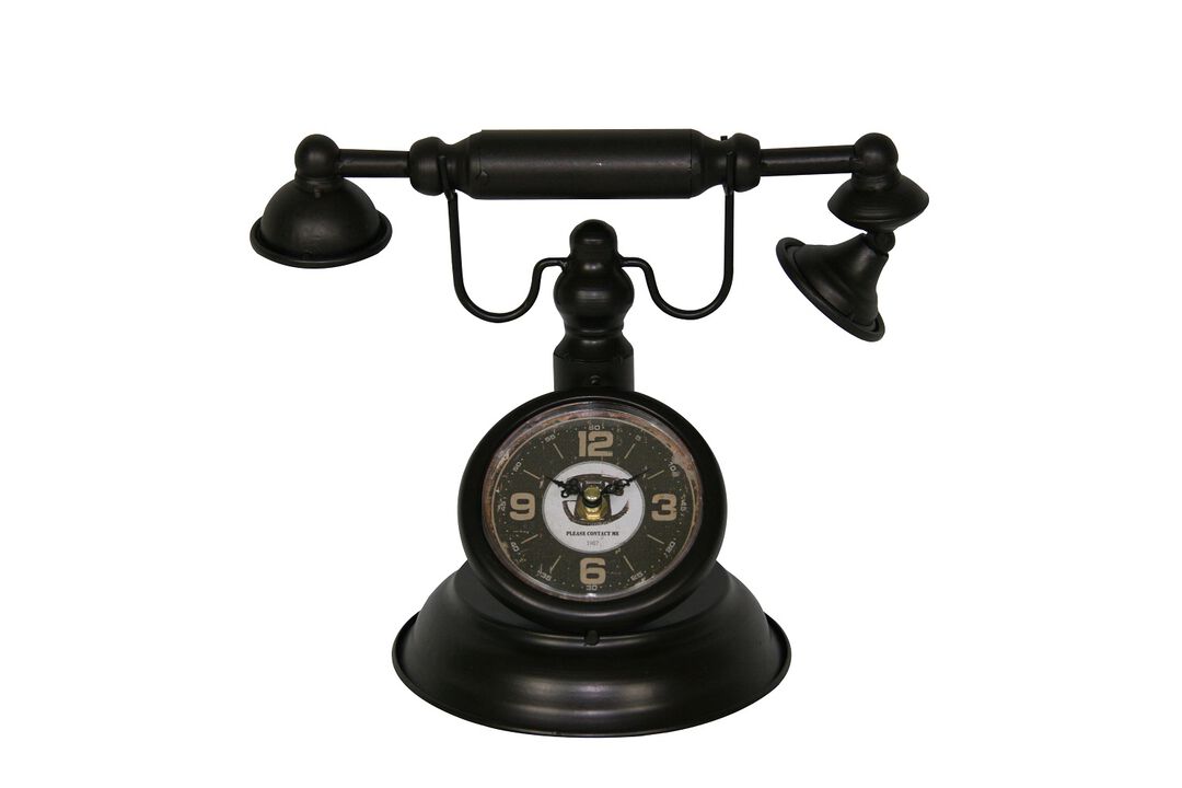 Brown Vintage Telephone Metal Table Clock