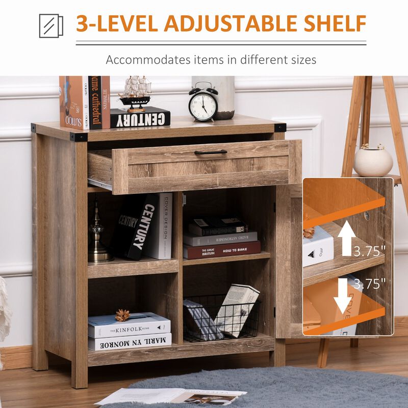 Light Oak Farmhouse Storage: Rustic Barn Door Sideboard Cabinet