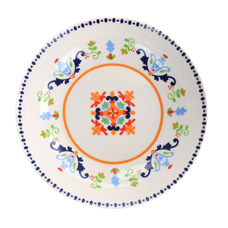Gibson Home Tijuana 5 Piece Fine Cermic Pasta Bowl Set in White and Multi