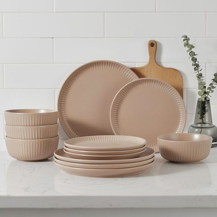 Stone Lain Logan Stoneware 12 Piece Dinnerware Set