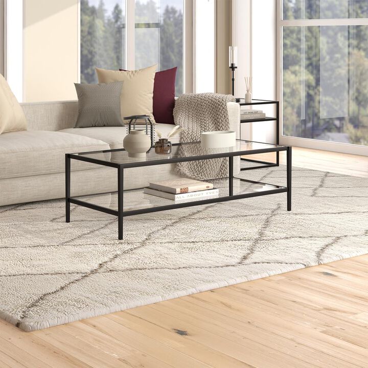 Hudson&Canal Hera 54'' Wide Rectangular Coffee Table in Blackened Bronze