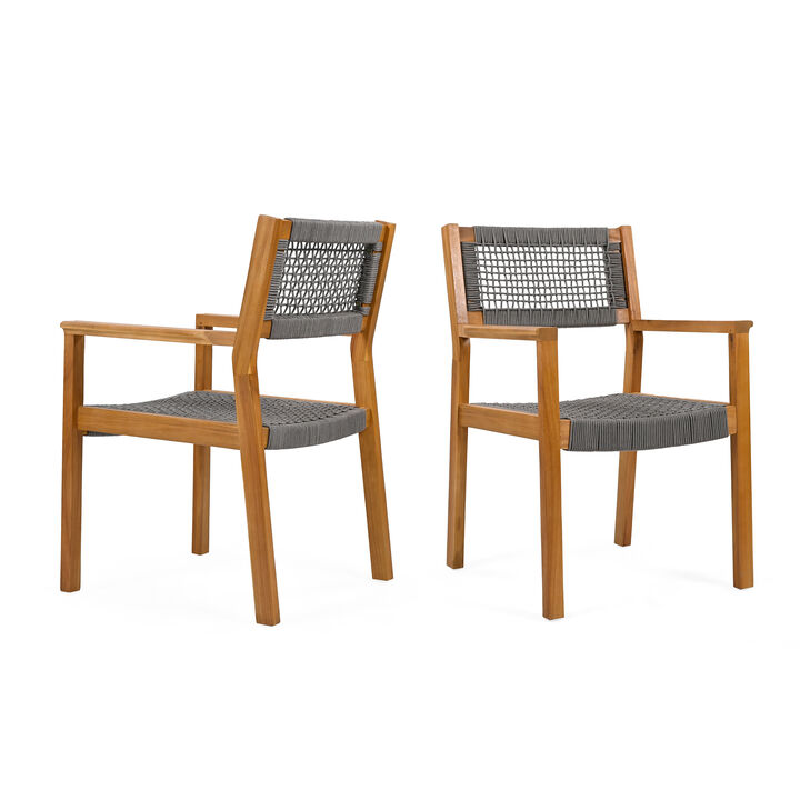 Merax 2 Pieces Acacia Wood Dining Chairs