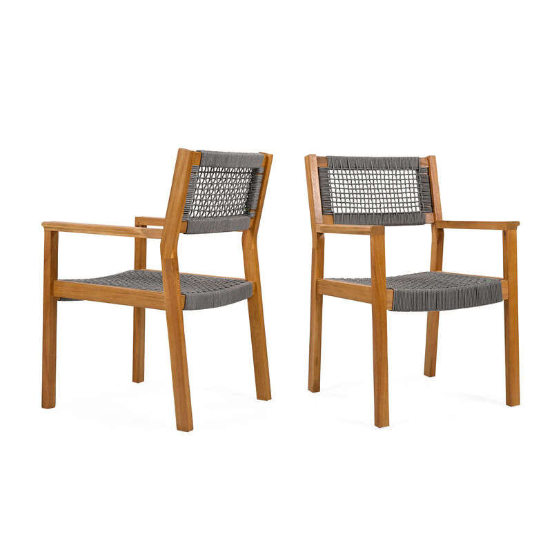 Merax 2 Pieces Acacia Wood Dining Chairs