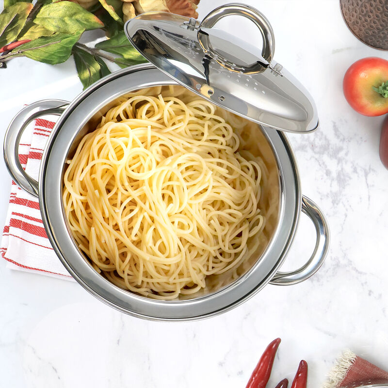 Oster Sangerfield 5 Quart Stainless Steel Pasta Pot with Strainer Lid and Steamer Basket