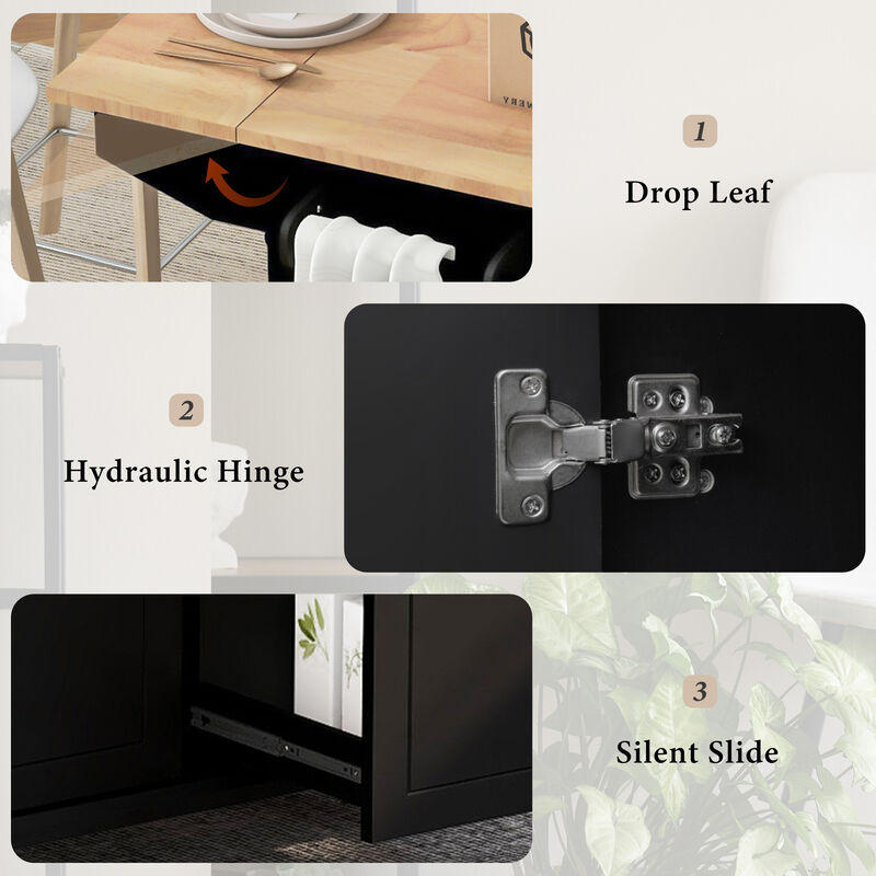 Streamdale Rolling Kitchen Cart with Drop Leaf & Storage