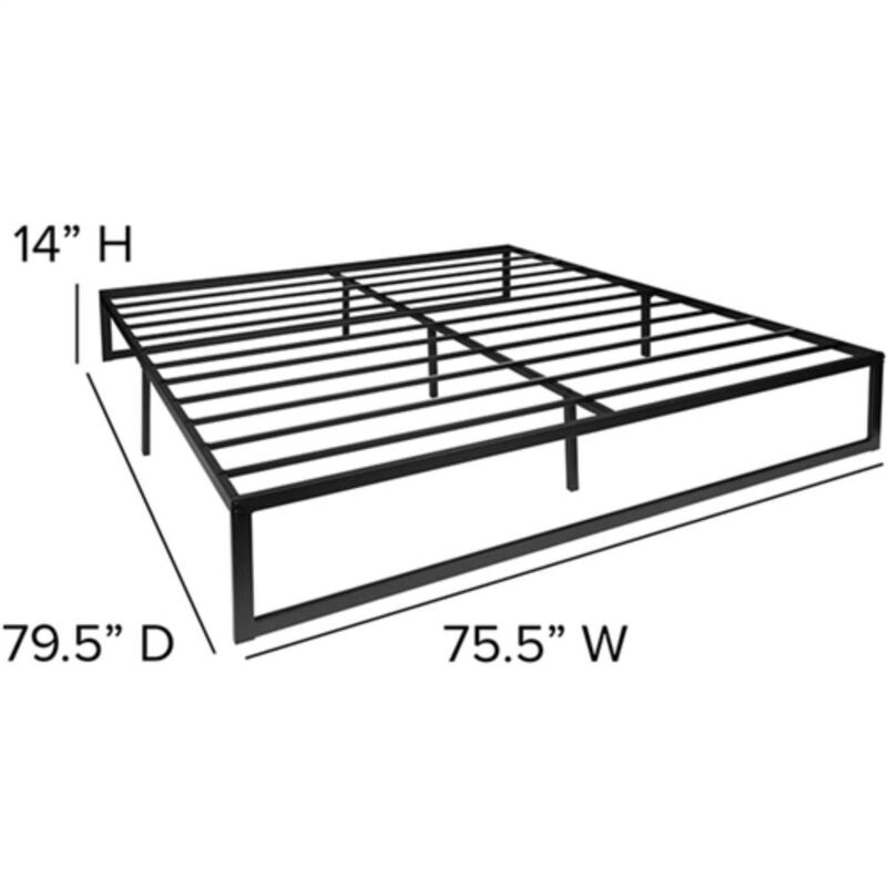 Hivvago King Size 14 Inch Black Metal Steel Slat Platform Bed