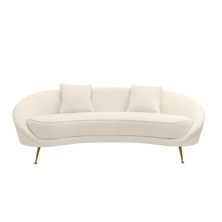 Pasargad Home Luna Collection Curved Sofa, 2 Pillows Included, Mocha