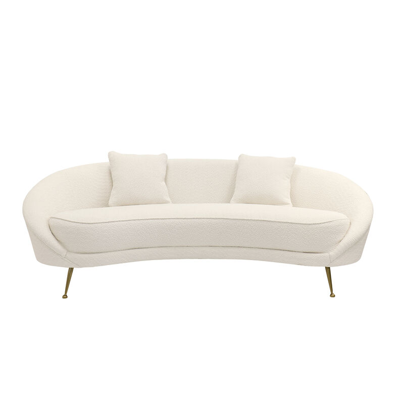 Pasargad Home Luna Collection Curved Sofa, 2 Pillows Included, Mocha