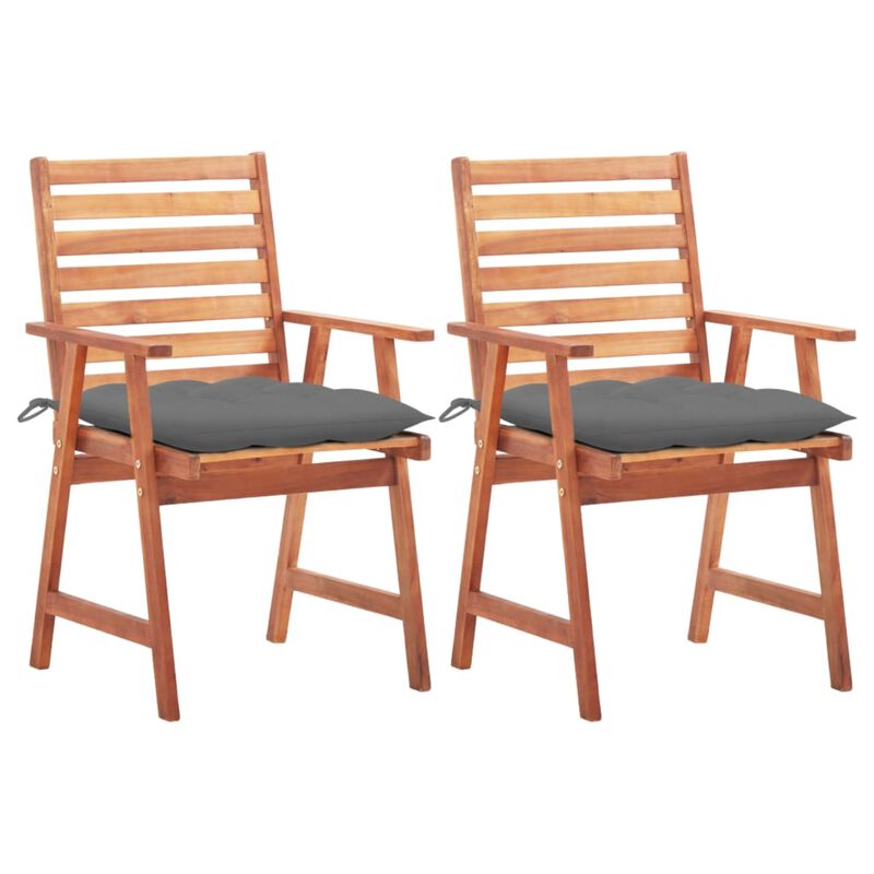 vidaXL Patio Dining Chairs 2 pcs with Cushions Solid Acacia Wood