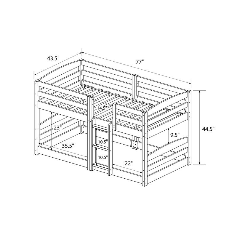 DHP Birley Low Wood Twin over Twin Bunk Bed for Kids