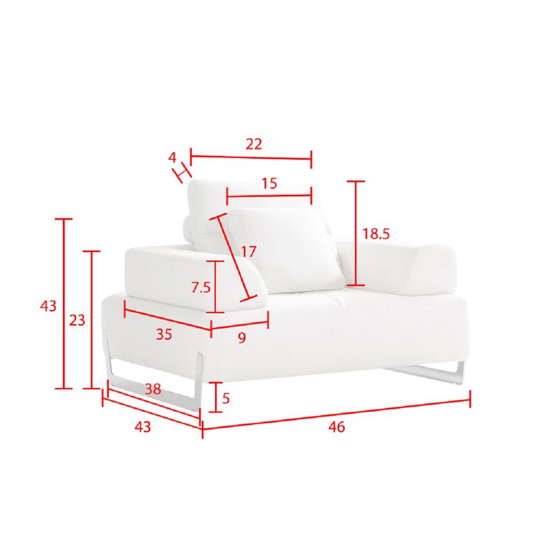 Pasargad Home Ravenna White Faux Suede Accent Chair with Sliding Backrest & Armrest