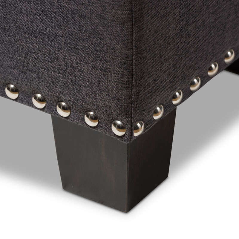 Baxton Studio Hannah Modern Dark Grey Fabric Upholstered Button Tufting Storage Ottoman Bench