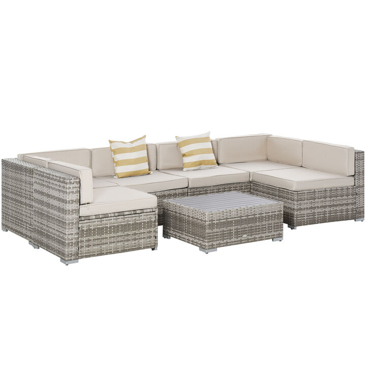 7PC Rattan Wicker Sofa Set Sectional Couch Cushioned Furniture Patio Outdoor