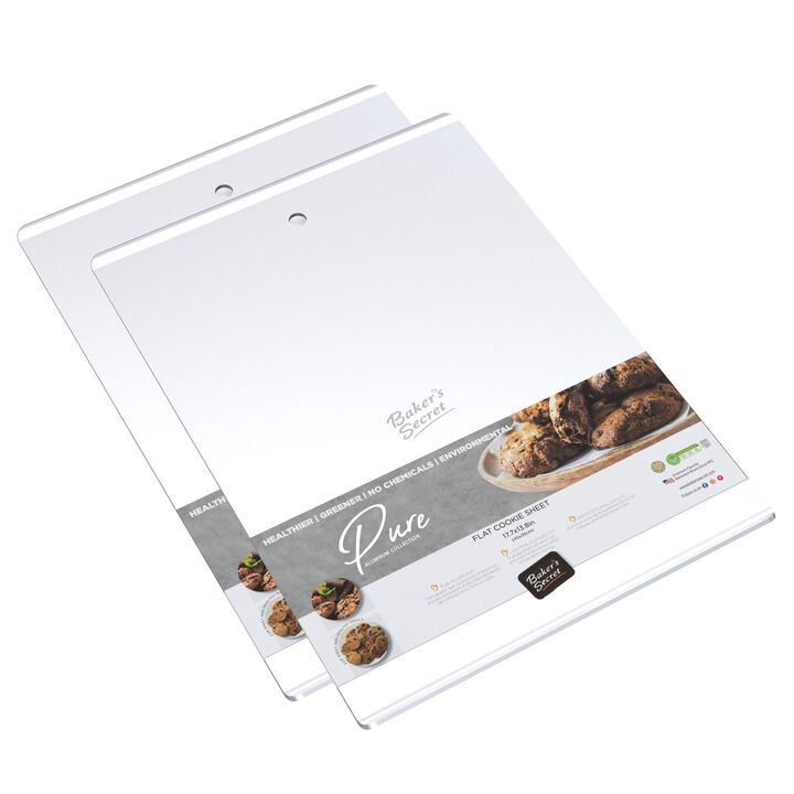 Baker's Secret Flat Cookie Sheet Pure Natural Aluminum Commercial Grade Extra Thick
