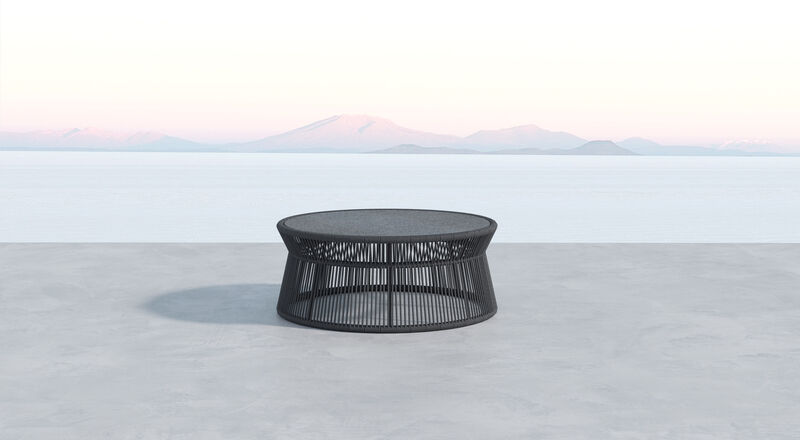 Milano Coffee Table w/ 40" Round Honed Absolute Granite Insert Top