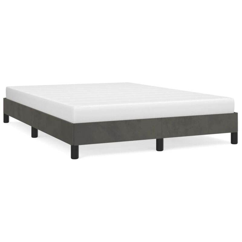vidaXL Queen Size Dark Gray Velvet Upholstered Bed Frame | Sturdily Built with Engineered Wood | Modern Design and Easy to Assemble Sleep Furniture