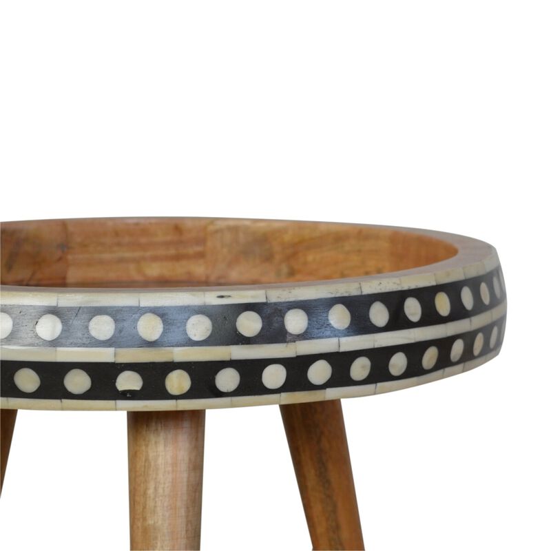 Solid Wood oak-ish Small Patterned Nordic Style End Table