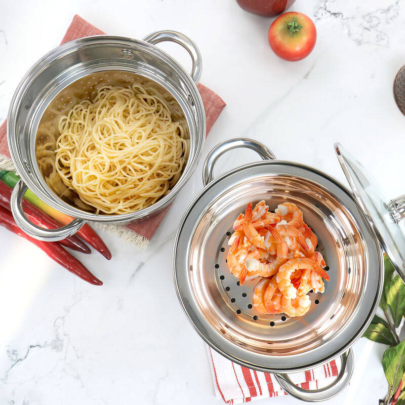 Oster Sangerfield 5 Quart Stainless Steel Pasta Pot with Steamer Insert and Basket