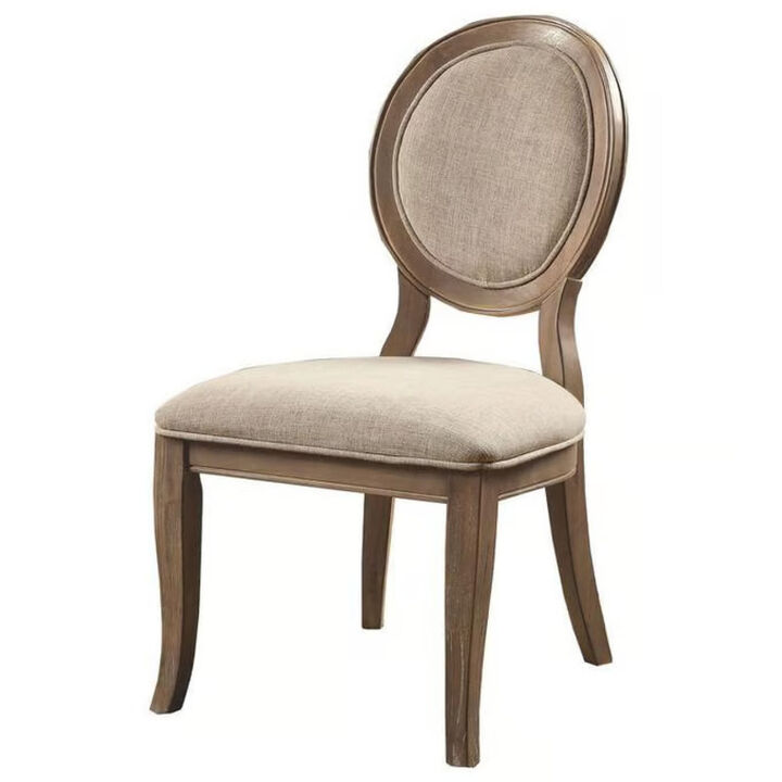 Transitional Rustic Oak And Side Chairs Set Of 2 Chairs Dining Room Furniture Padded