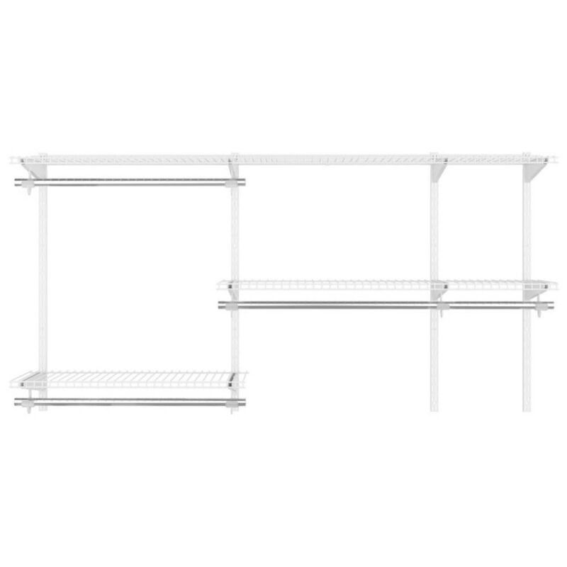 Custom Closet Organizer Kit 3 to 5 Feet Wall-Mounted Closet System with Hang Rod-White