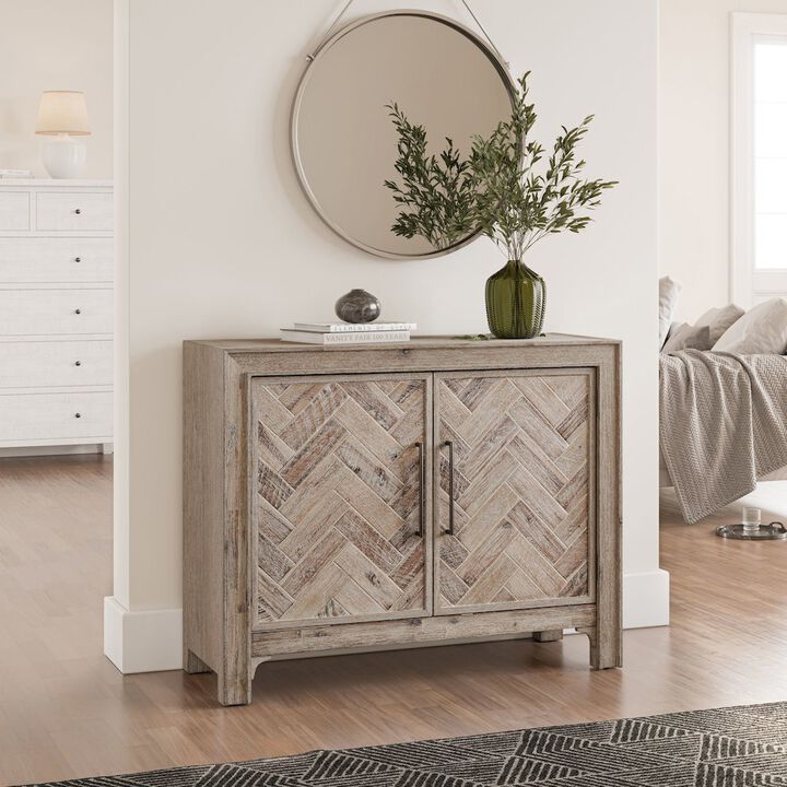 Jofran Gramercy Mid-Century Modern Chevron Two Door 40 Accent Chest