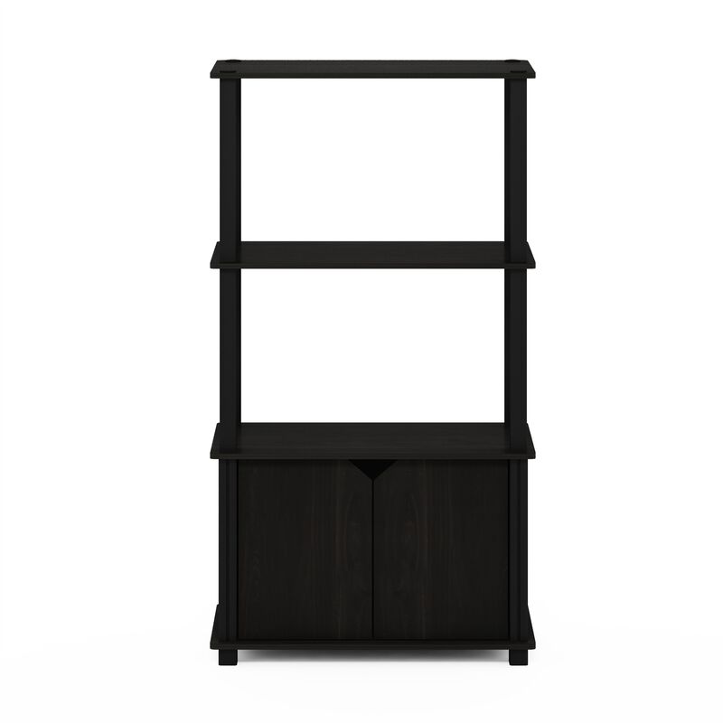 Furinno Simplistic End Side Night Stand/Bedside Table with Stainless Steel Tubes, 2-Pack, 2-Tier Poles, Americano/Chrome