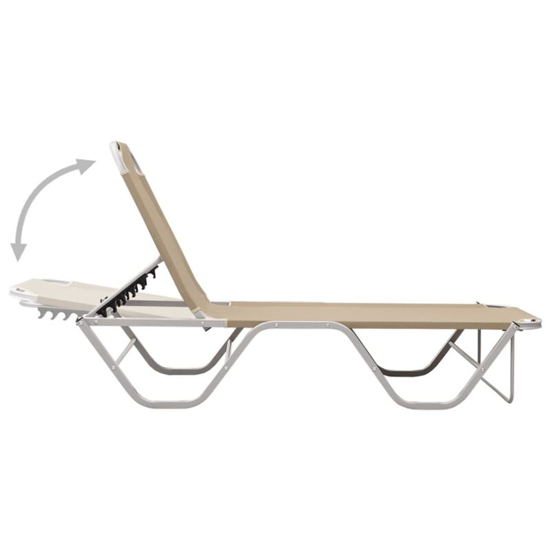 vidaXL Aluminium Sun Lounger with Textilene Fabric - Cream Modern Design Outdoor Furniture for Garden, Beach, Camping