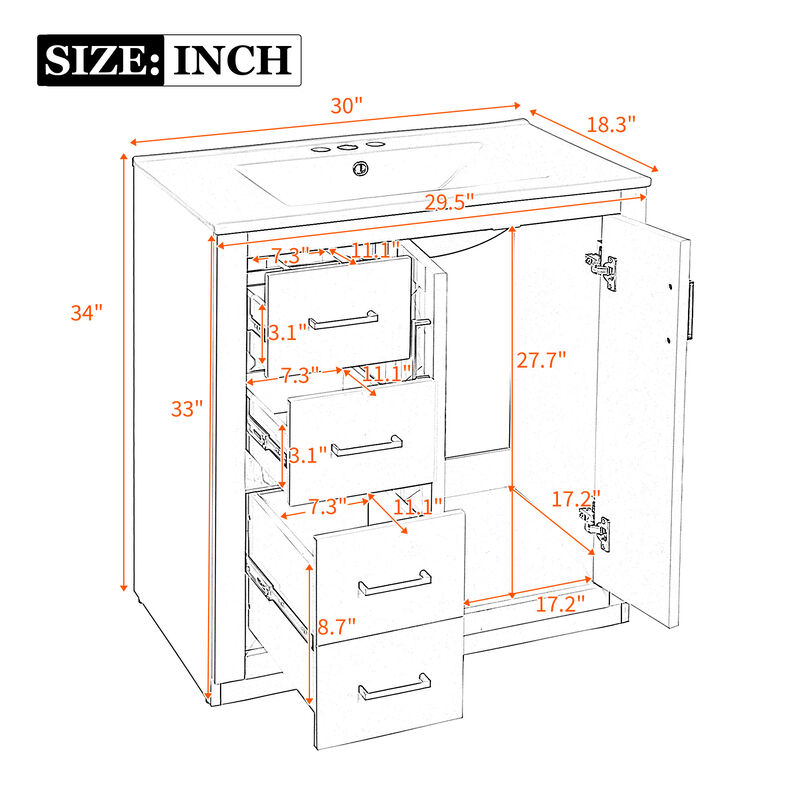 Merax Solid Wood Frame Freestanding Vanity for Bathroom