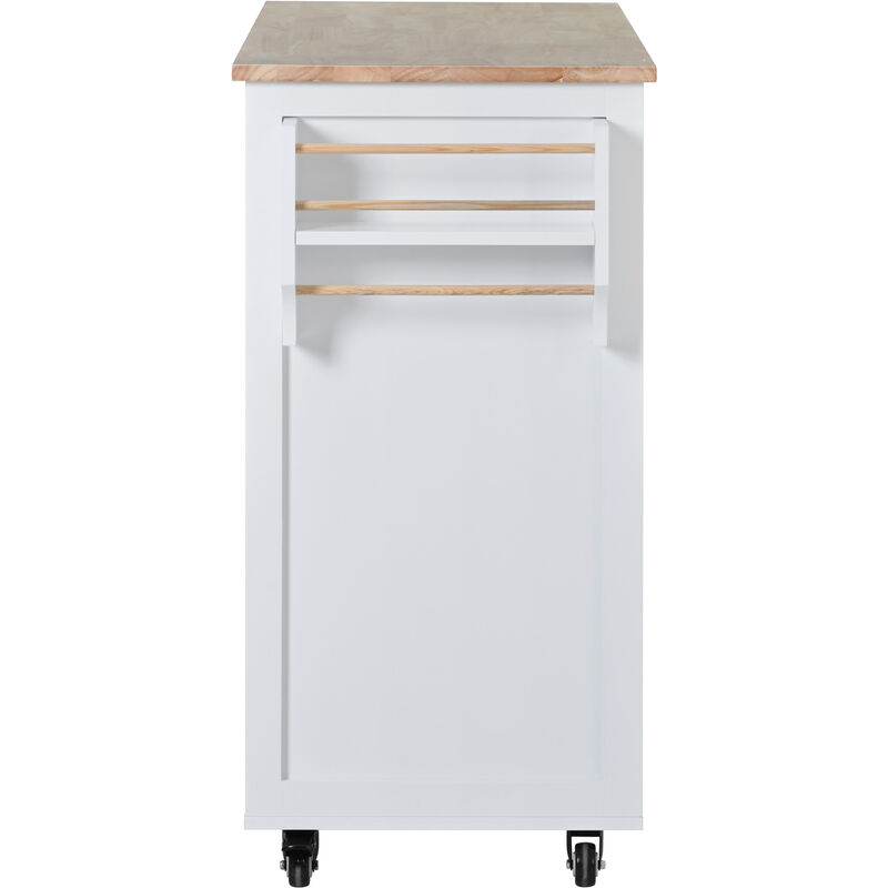 Merax Kitchen Cart with Rubber Wood Countertop