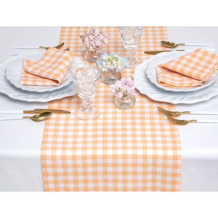 Solino Home 100% Pure Linen Table Runner | Gingham Check for Spring & Easter
