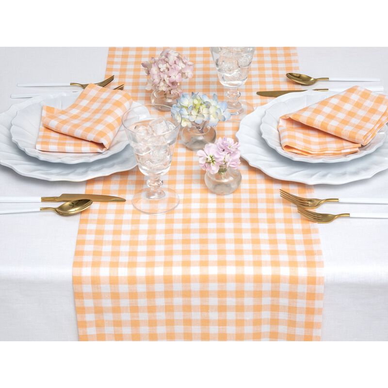 Solino Home 100% Pure Linen Table Runner | Gingham Check