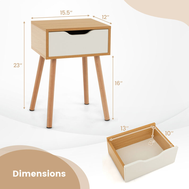 Modern Nightstand with Storage Drawer for Bedroom Living Room-1 Piece