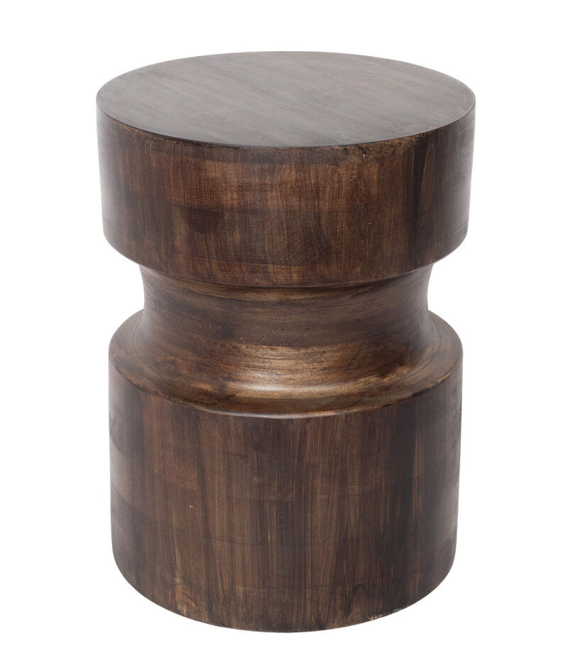 Hivvago 16" Brown Solid Wood Drum End Table