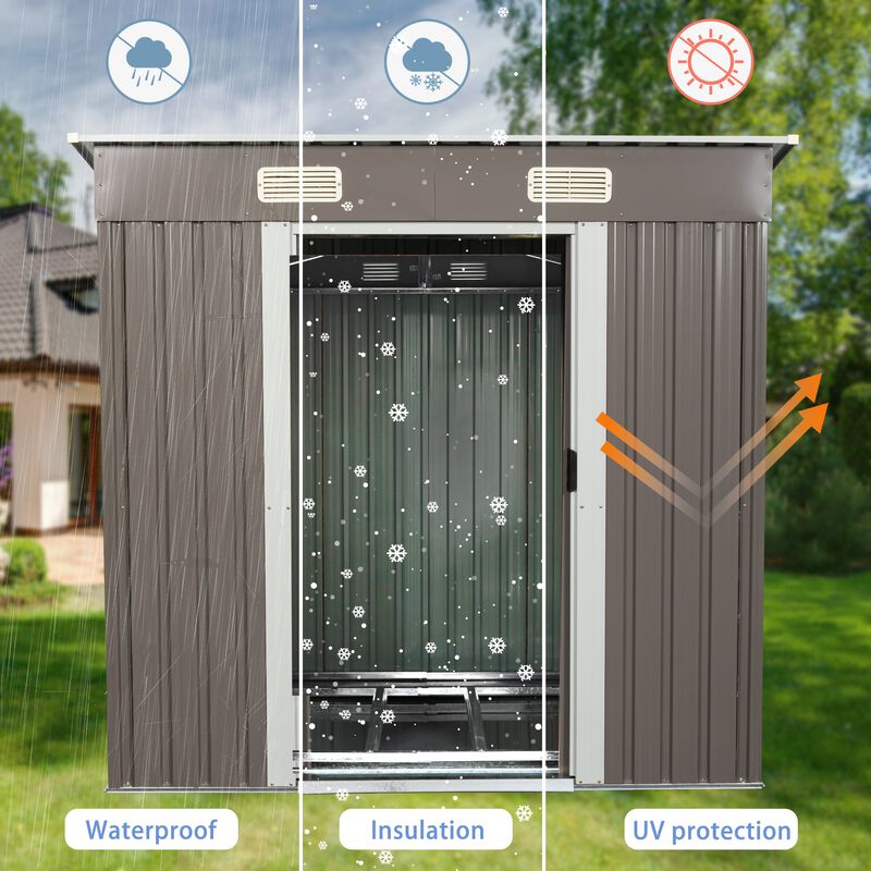 MONDAWE 6 ft. W x 4 ft. D Outdoor Metal Storage Shed with Lockable Door for Patio Coverage 24 sq. ft.