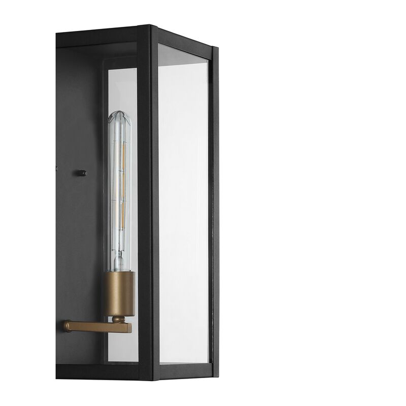 Berlin 1-Light Modern Industrial Rectangular Iron/Glass LED Outdoor Sconce