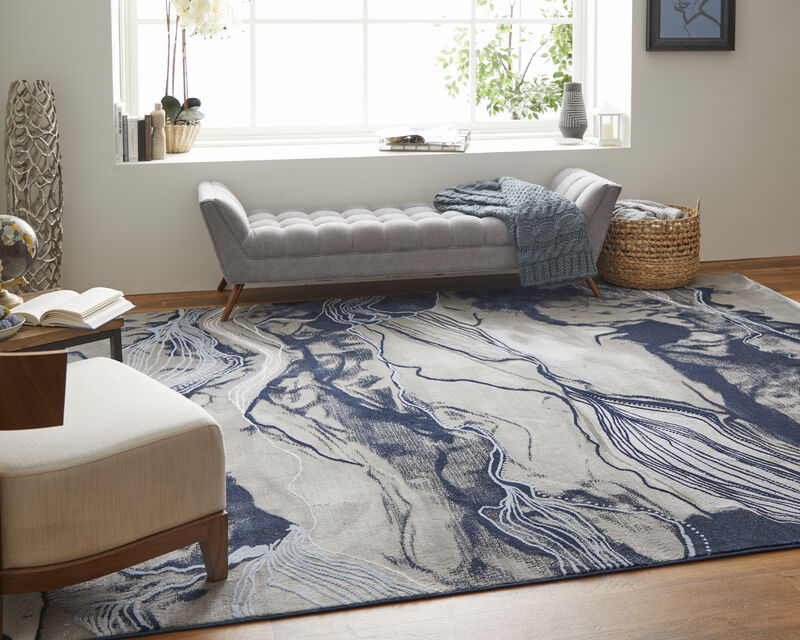 Gaspar 39KTF Blue/Gray/Ivory 10'4" x 13'6" Rug
