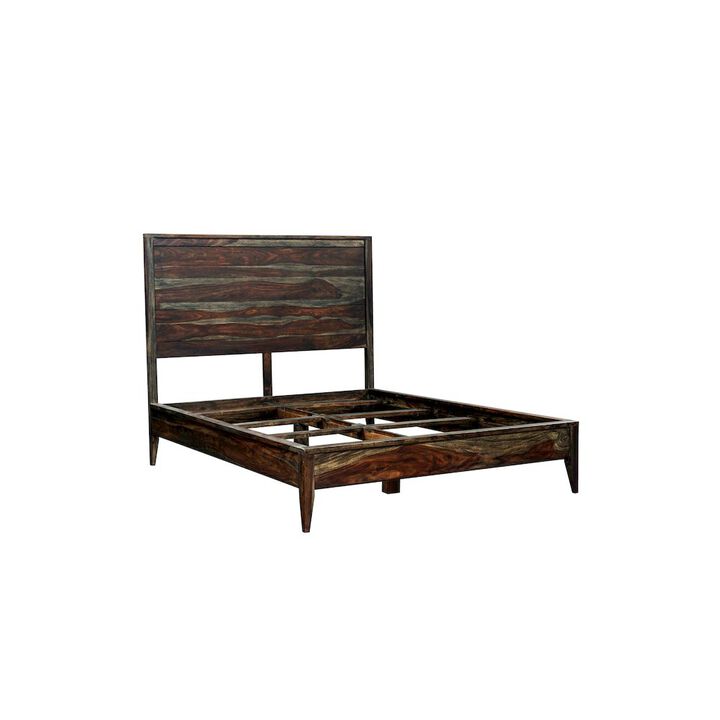 Porter Designs Fall River Solid Sheesham Wood King Bed, Gray