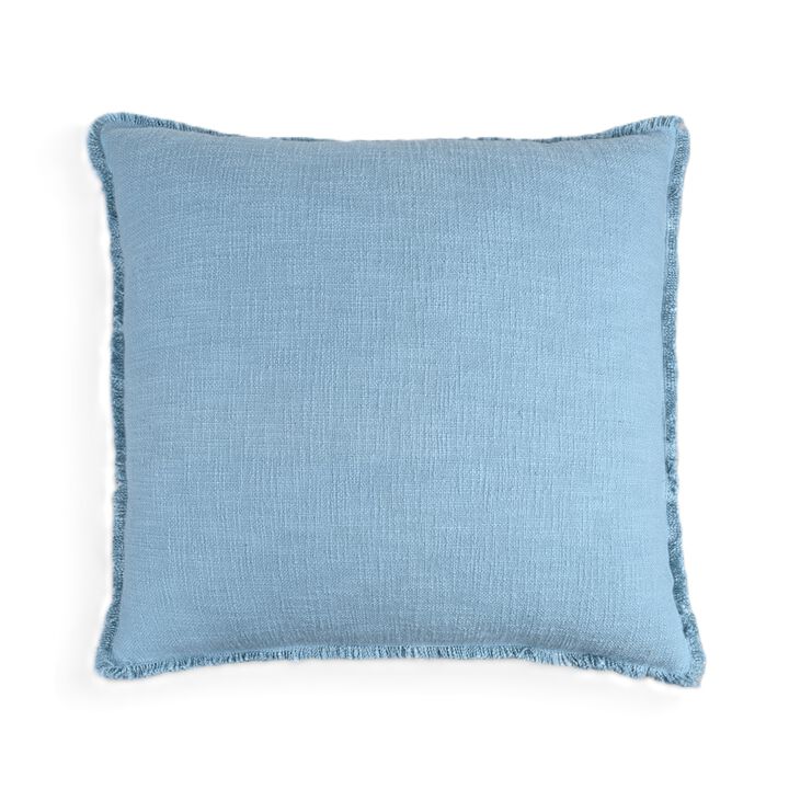 Organic Chic washed textured cotton solid pillow with frayed edges