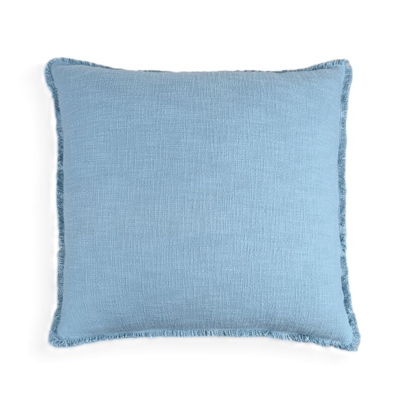 Organic Chic washed textured cotton solid lumbar pillow with frayed edges