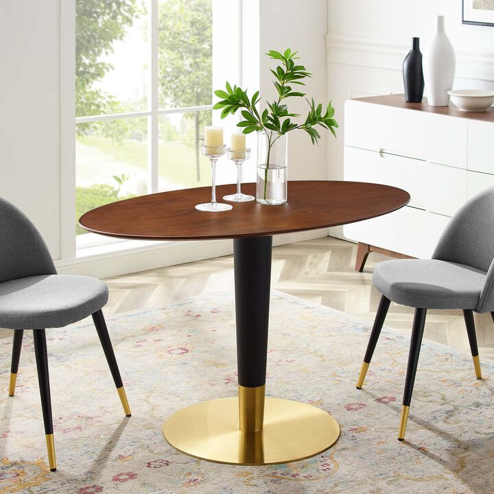 Modway - Zinque 48" Oval Dining Table Gold Walnut