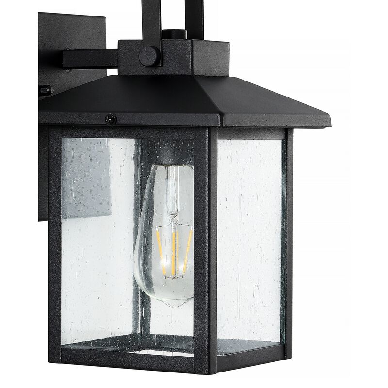 Bungalow 1-Light Iron/Seeded Glass Rustic Traditional Lantern LED Outdoor Sconce