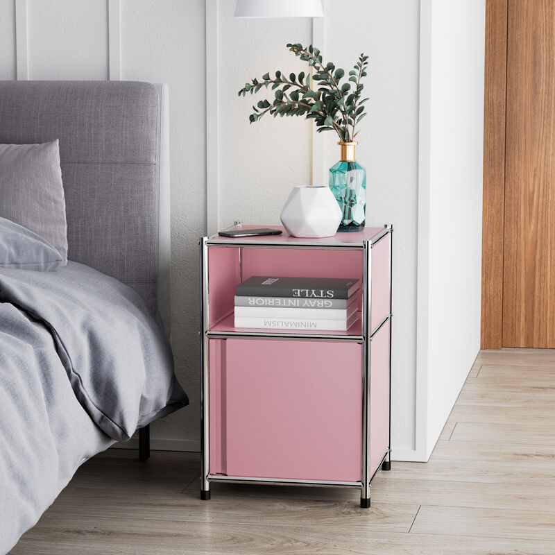 Mega Casa Metal Nightstand Side Table Pink