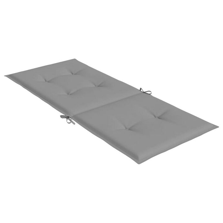 Zia 6pc Outdoor Highback Cushion for Chair, Tufted Gray Fabric 47 Inch - Benzara