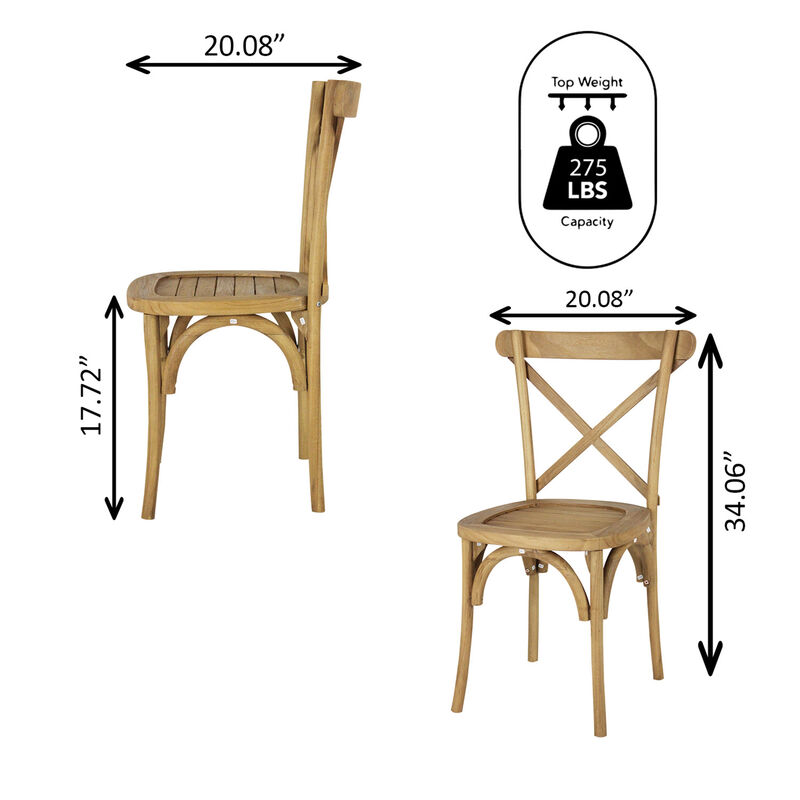 Annecy Classic Traditional X-Back Wood Outdoor Dining Chair