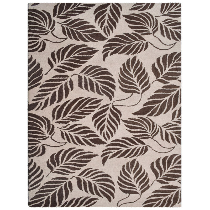 RUGSOTIC CARPETS HAND TUFTED WOOL ECO-FRIENDLY AREA RUGS  - 5'x8', Rectangle Shape, Beige & Brown, Floral Modern Design, High Pile Thick Handmade Area Rugs for Living Room, Bed Room (K00510)